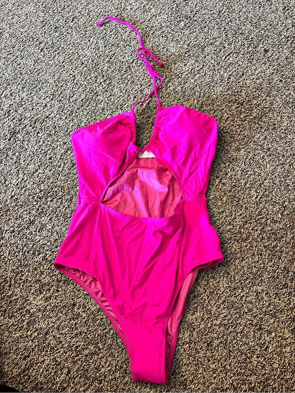 Pink Lily Island Hours Pink Cutout Detail One Piece Swimsuit One-Piece Swimsuit